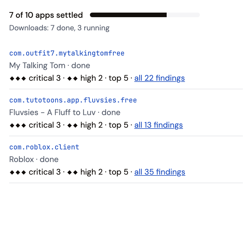 Project progress with the apps settled and the download jobs done and running